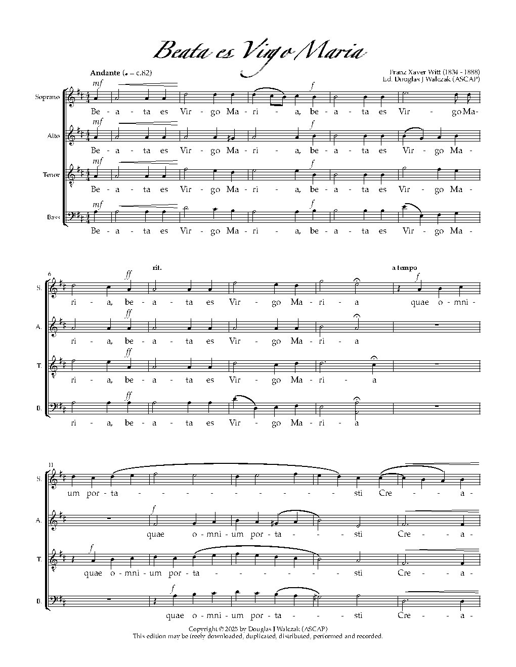Beata es virgo Maria - Choir Script PDF Thumbnail