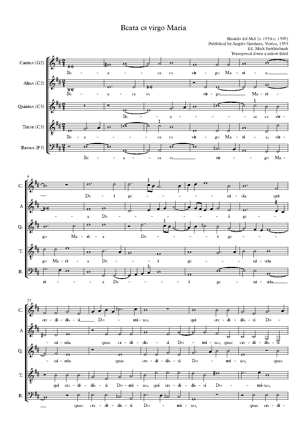 Beata es virgo Maria - Choir Script PDF Thumbnail