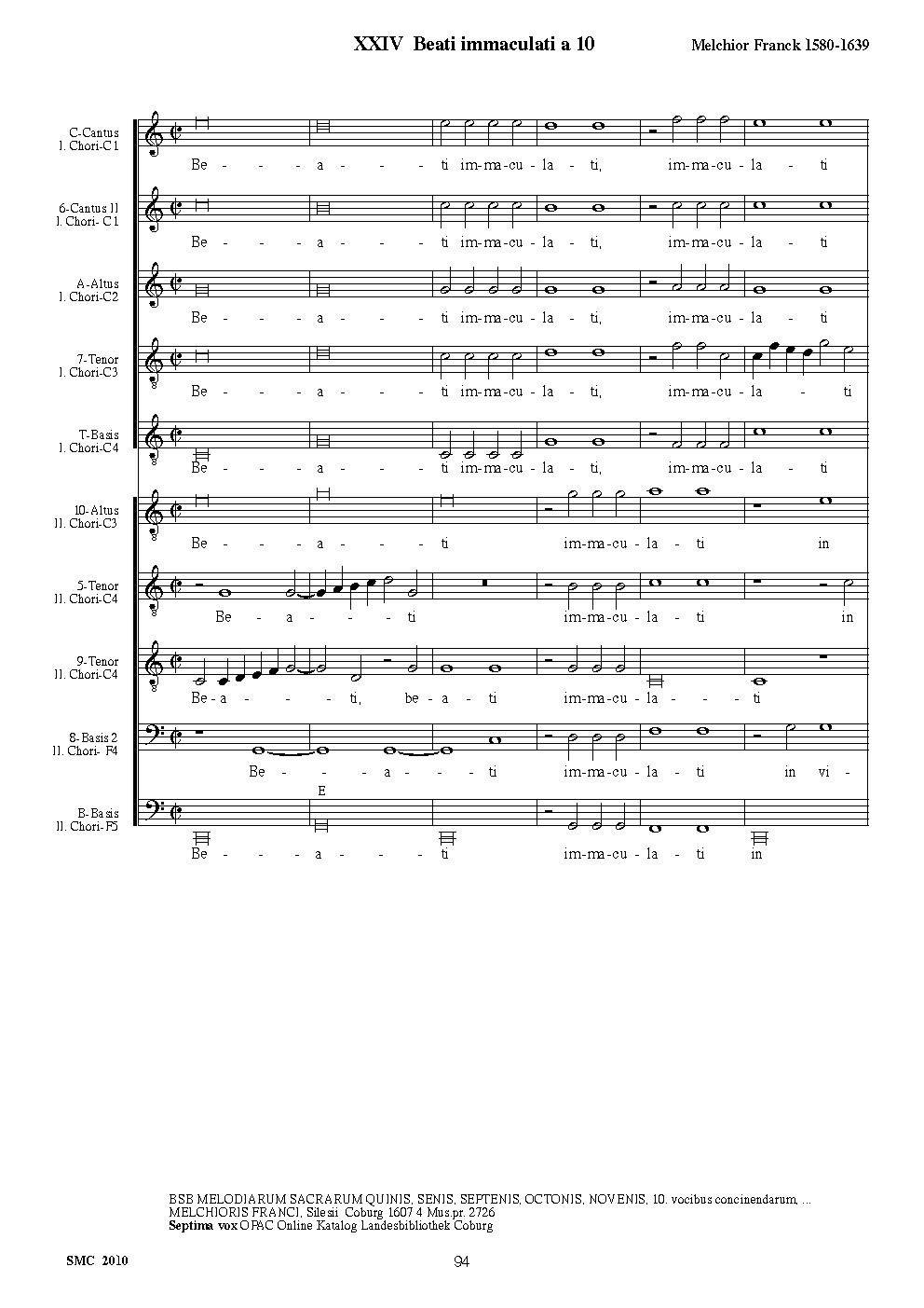 Beati immaculati a 10 - Choir Script PDF Thumbnail