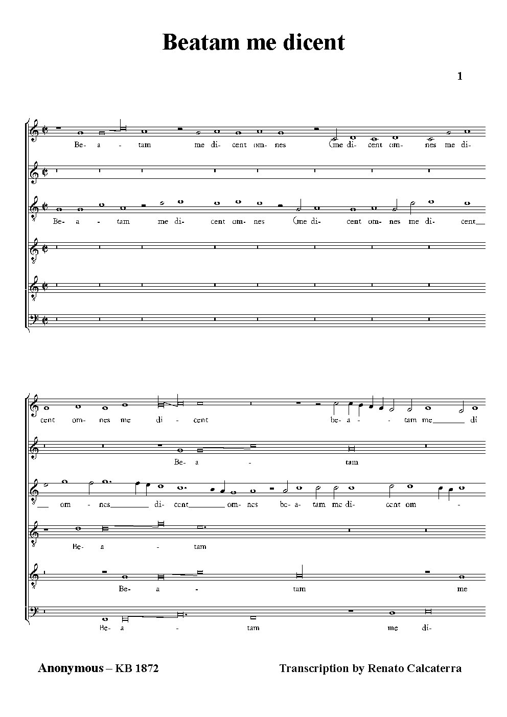 Beatam me dicent - Choir Script PDF Thumbnail