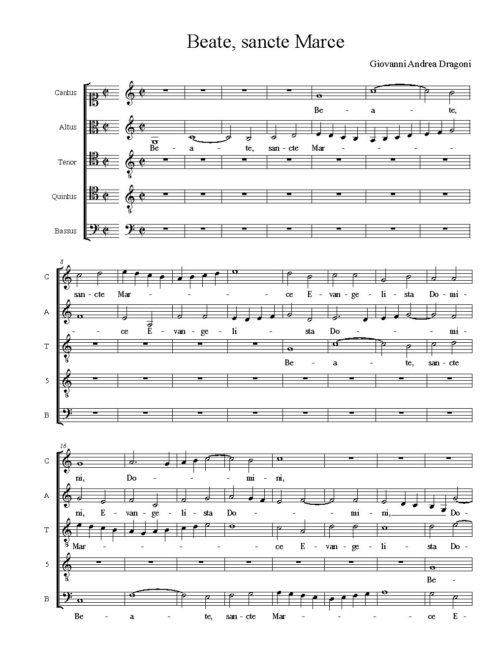 Beate, sancte Marce - Choir Script PDF Thumbnail