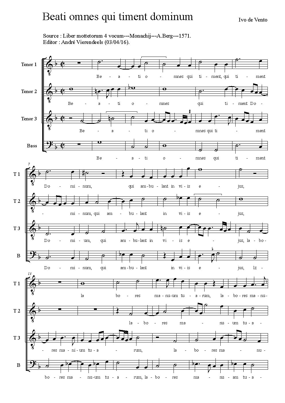 Beati omnes qui timent Dominum - Choir Script PDF Thumbnail