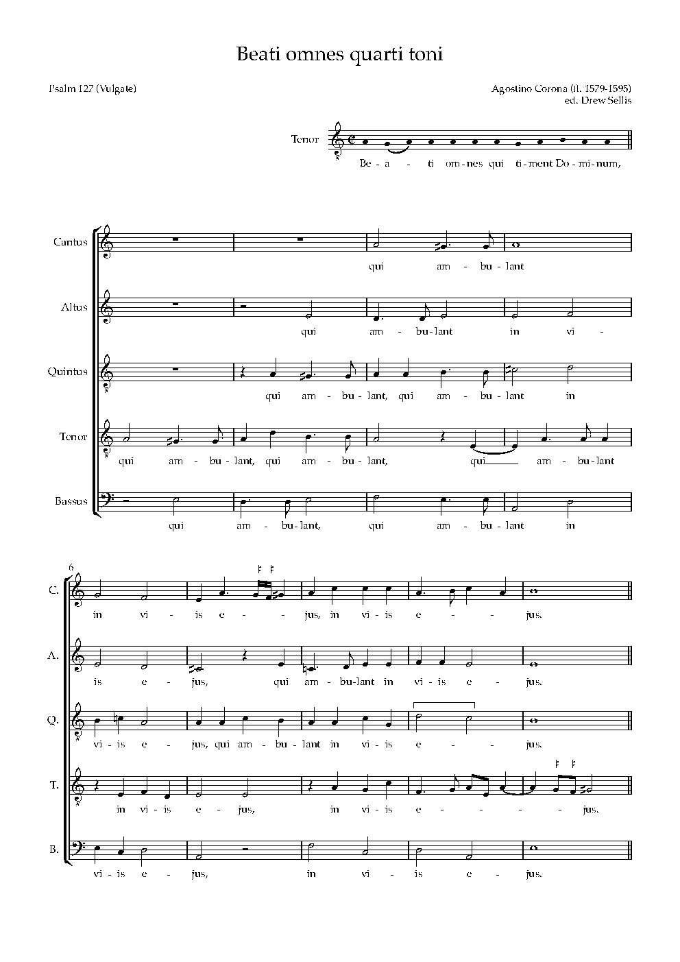 Beati omnes quarti toni - Choir Script PDF Thumbnail