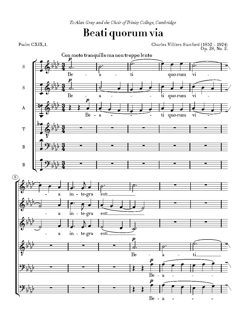 Beati quorum via, Op. 38, No. 3 - Choir Script PDF Thumbnail