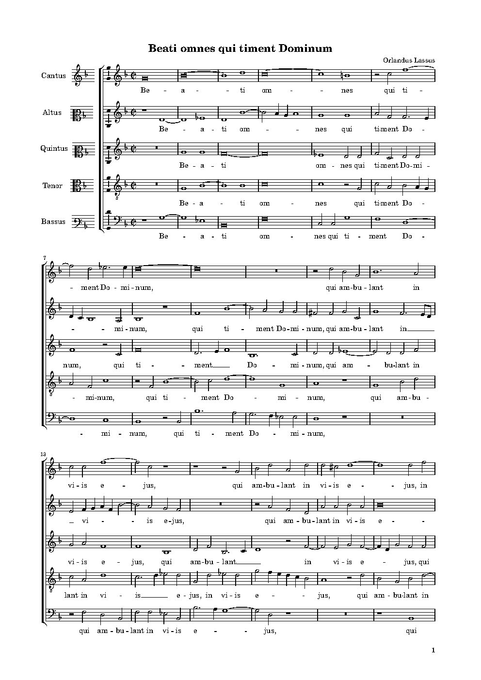 Beati omnes qui timent Dominum a5 - Choir Script PDF Thumbnail