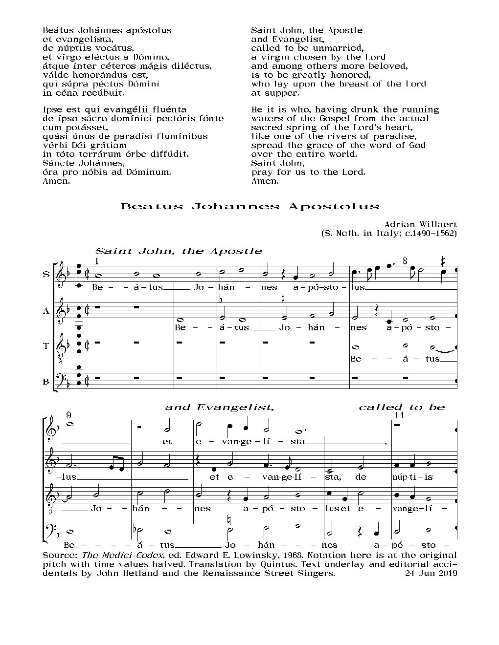 Beatus Johannes - Choir Script PDF Thumbnail