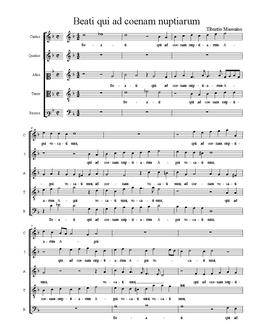 Beati qui ad coenam nuptiarum - Choir Script PDF Thumbnail