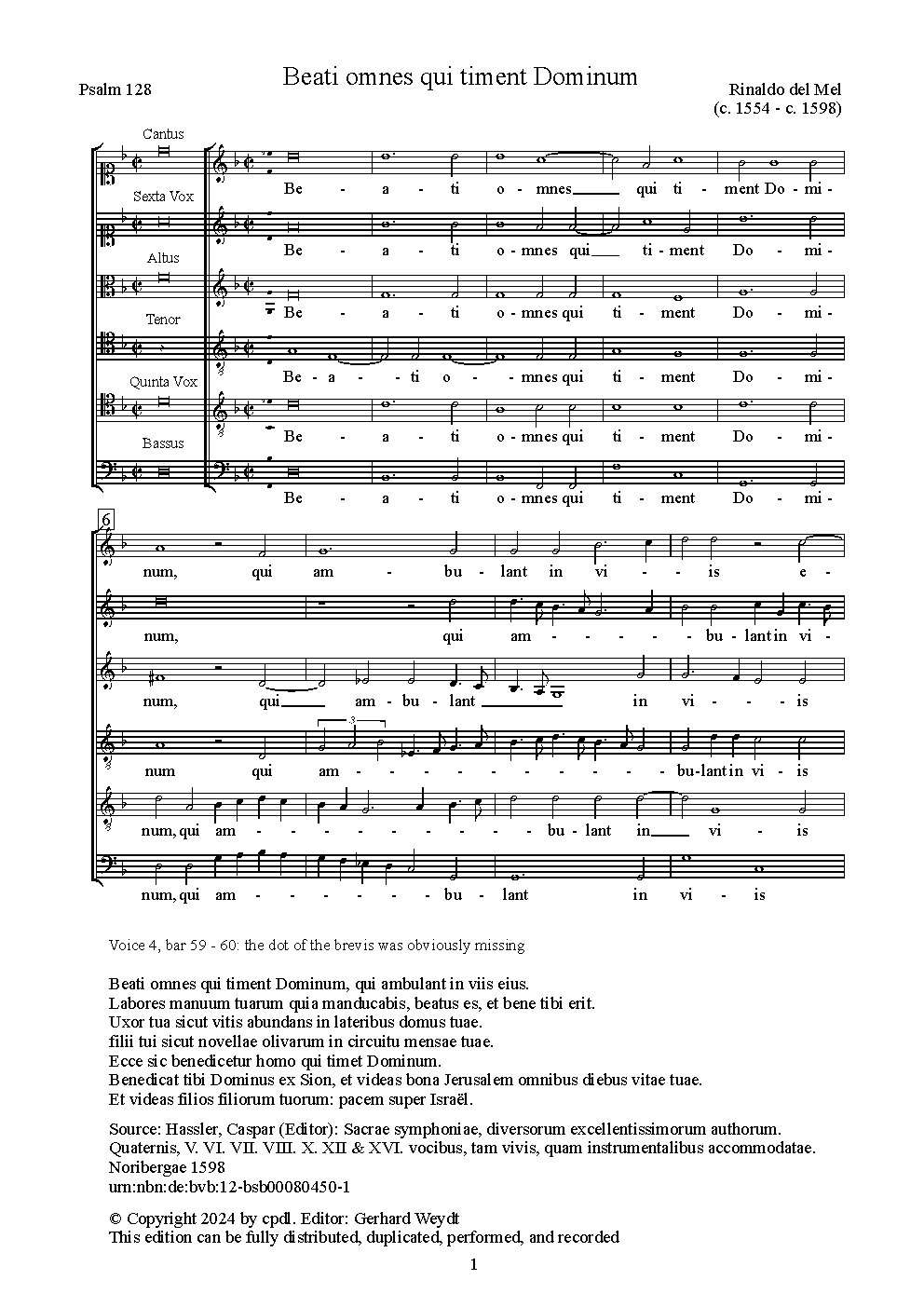Beati omnes qui timent Dominum - Choir Script PDF Thumbnail