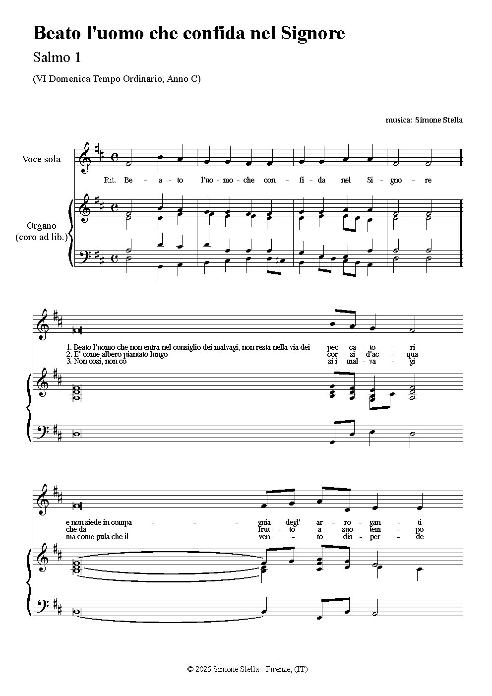 Beato l'uomo che confida nel Signore (Psalm 1)