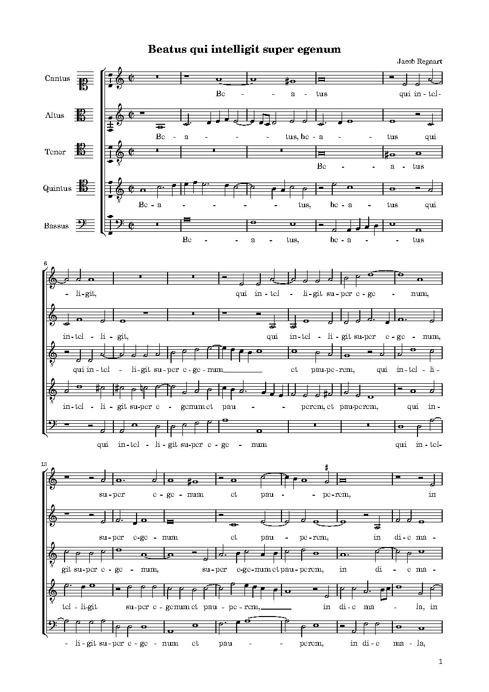 Beatus qui intelligit super egenum - Choir Script PDF Thumbnail