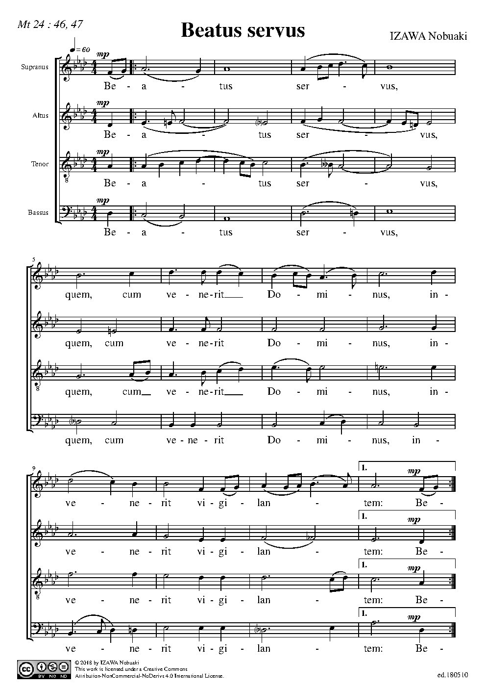 Beatus servus - Choir Script PDF Thumbnail