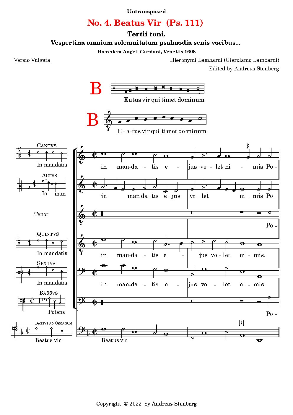 Beatus Vir (Ps. 111) Tertii toni