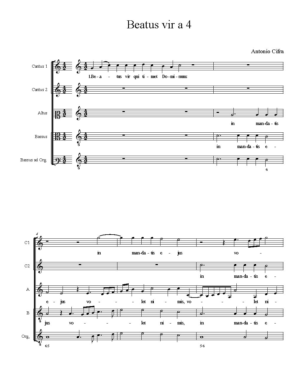 Beatus vir a 4 - Choir Script PDF Thumbnail