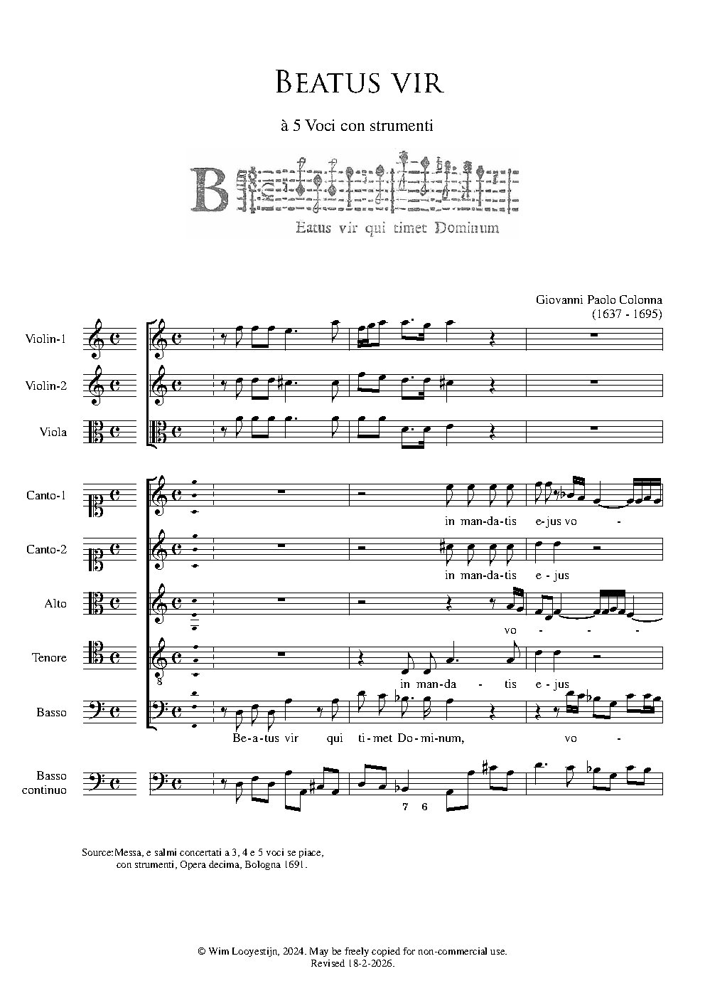 Beatus vir a 5 - Choir Script PDF Thumbnail