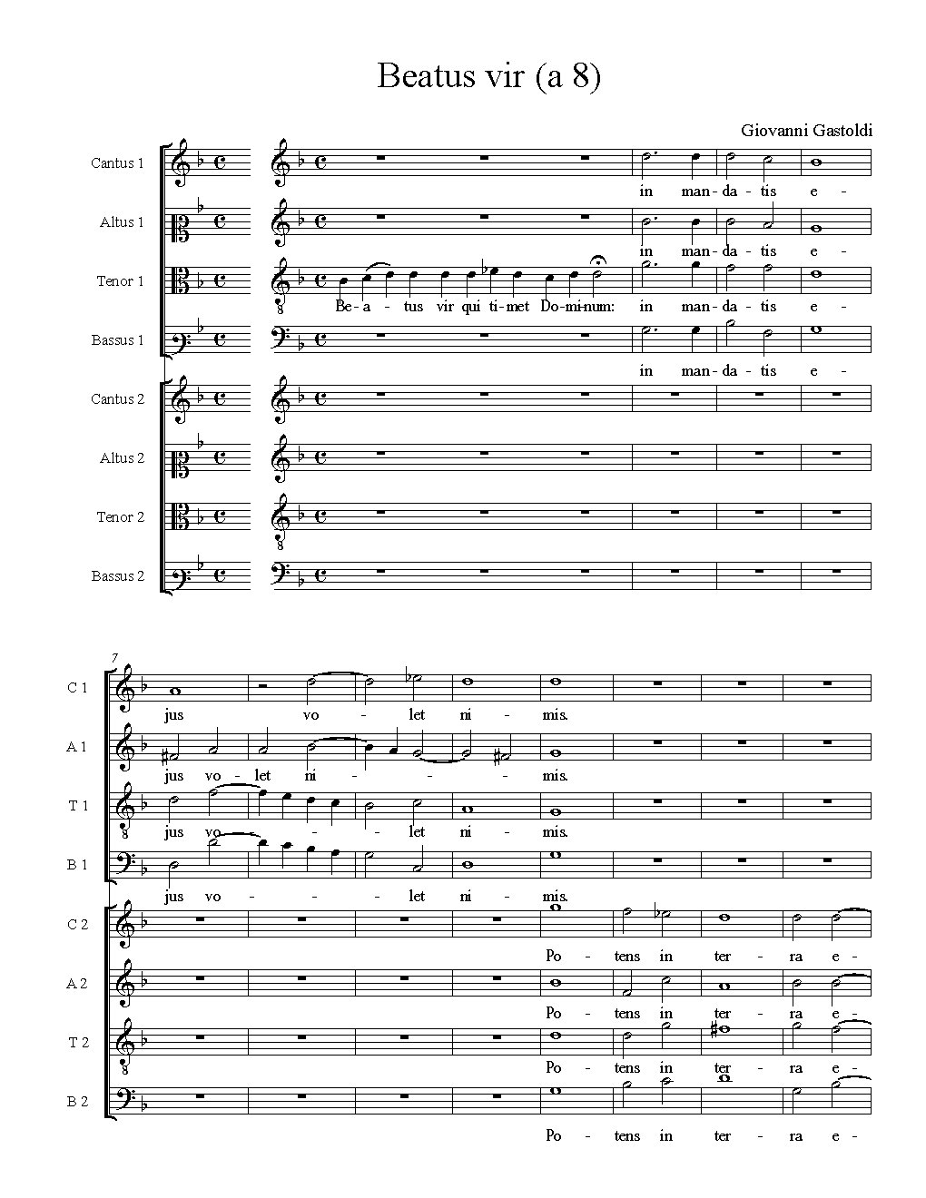 Beatus vir (a 8) - Choir Script PDF Thumbnail