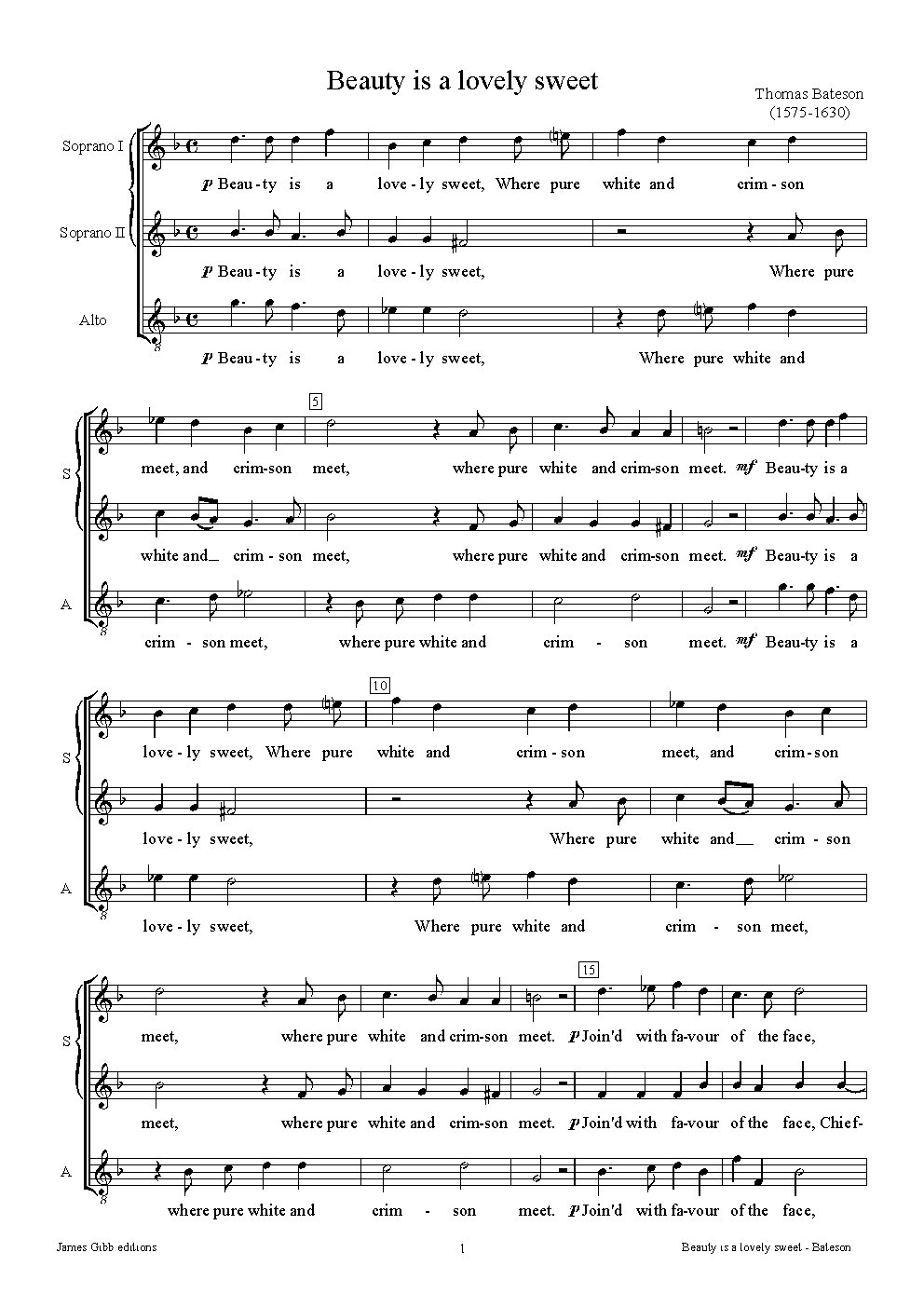 Beauty is a lovely sweet - Choir Script PDF Thumbnail