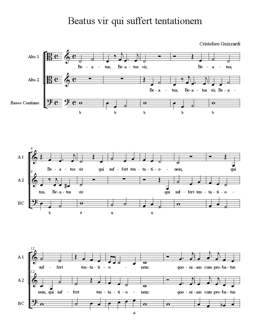 Beatus vir qui suffert tentationem - Choir Script PDF Thumbnail