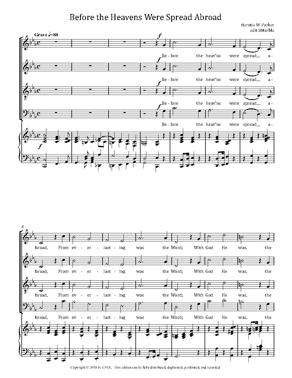 Before the Heavens Were Spread Abroad - Choir Script PDF Thumbnail