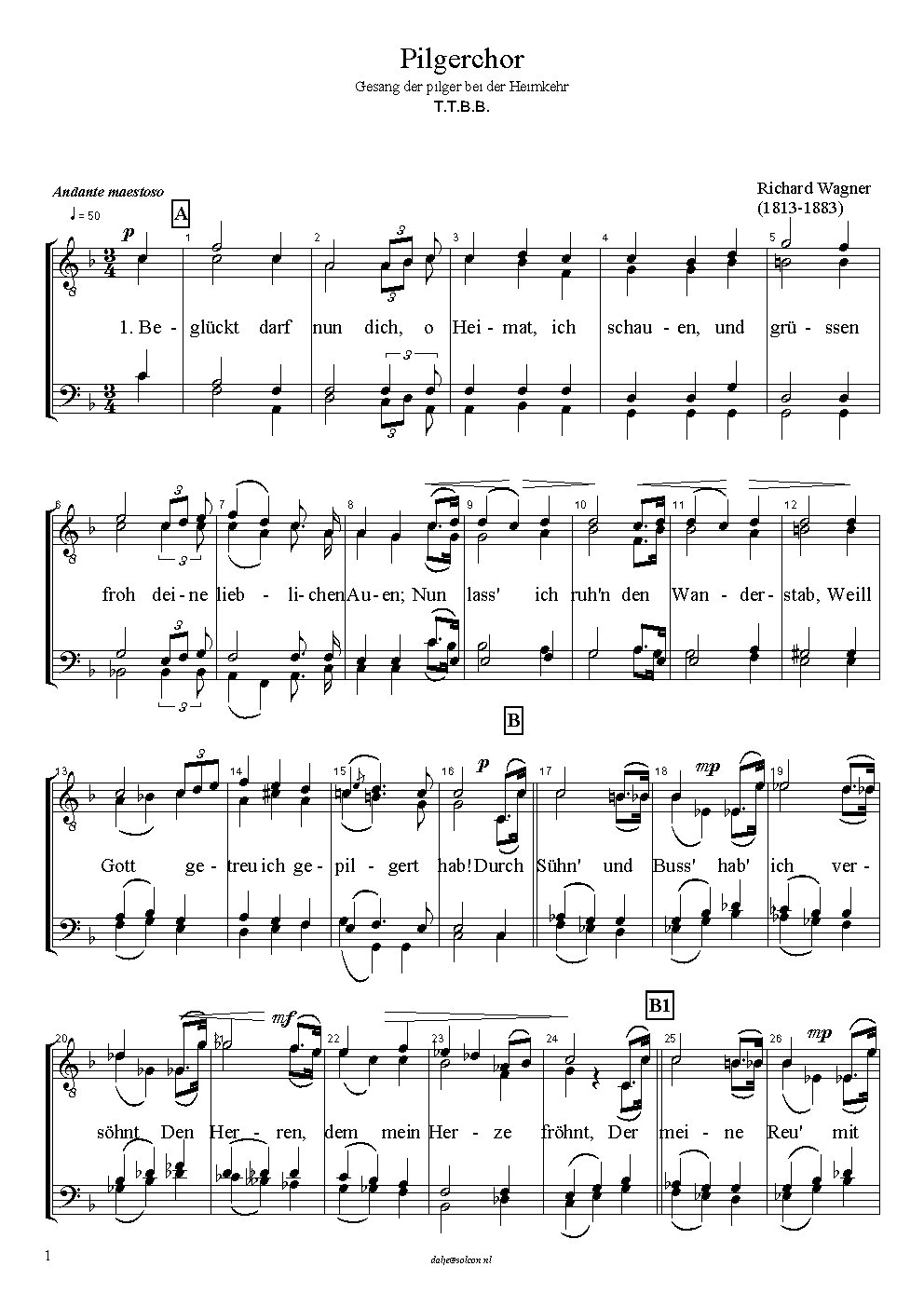 Beglückt darf nun dich (Pilgrim´s Chorus)|Tannhäuser, WWV 70
