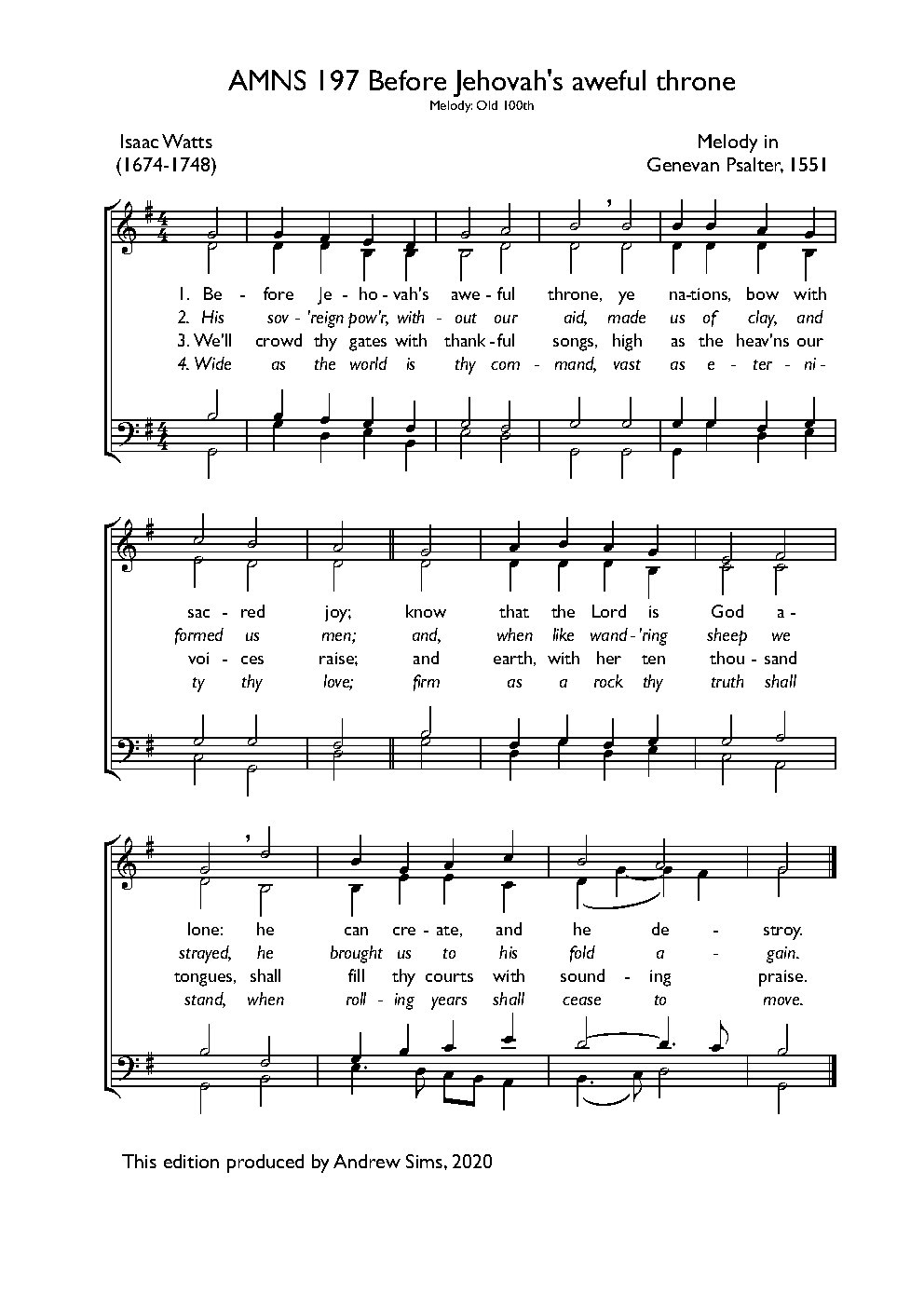 Before Jehovah's aweful throne - Choir Script PDF Thumbnail