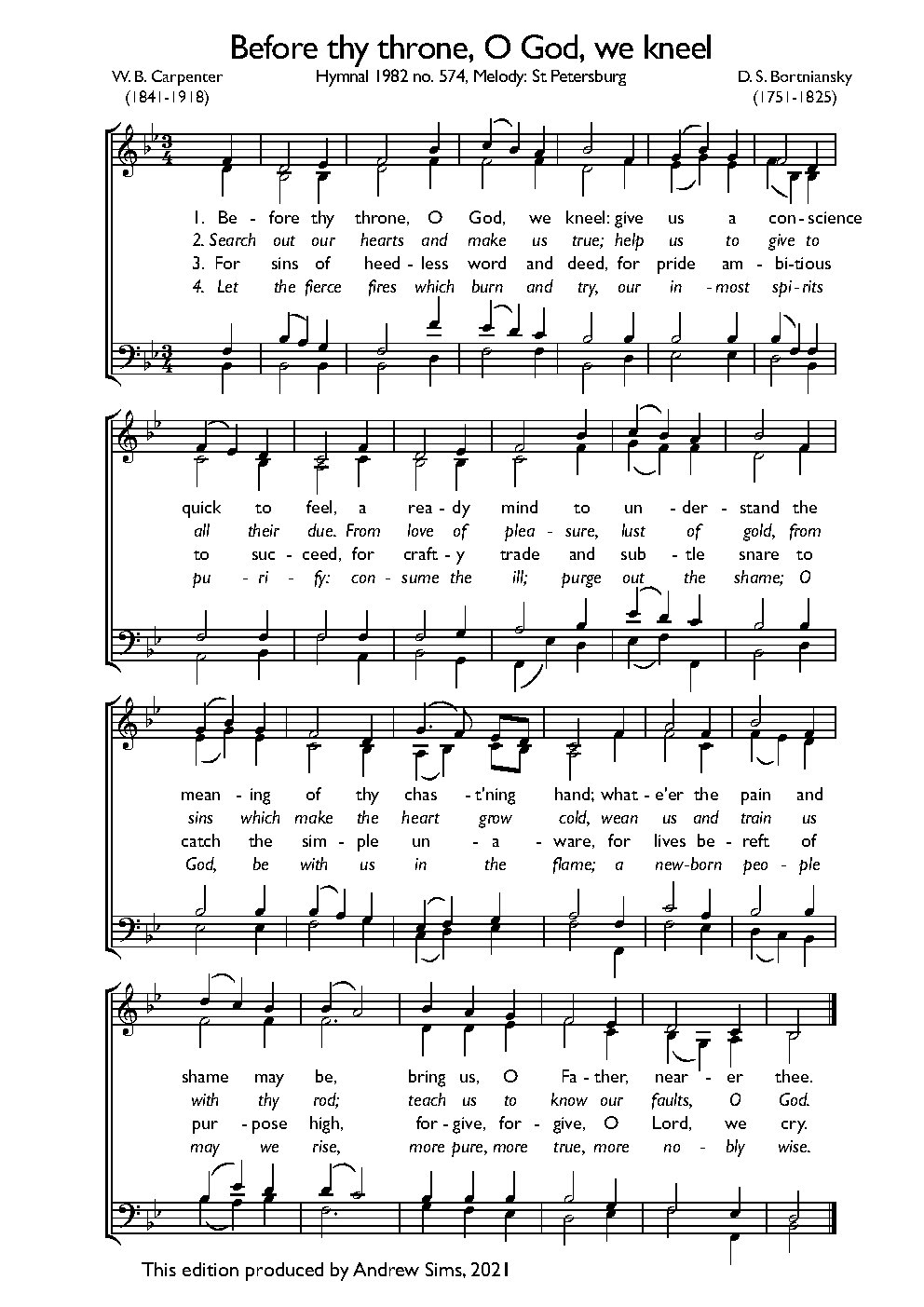 Before thy throne, O God, we kneel