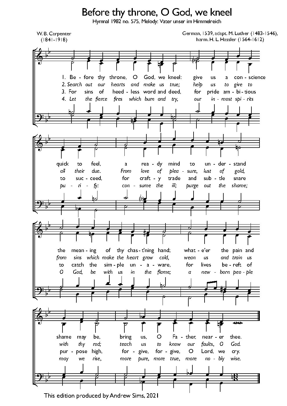 Before thy throne, O God, we kneel