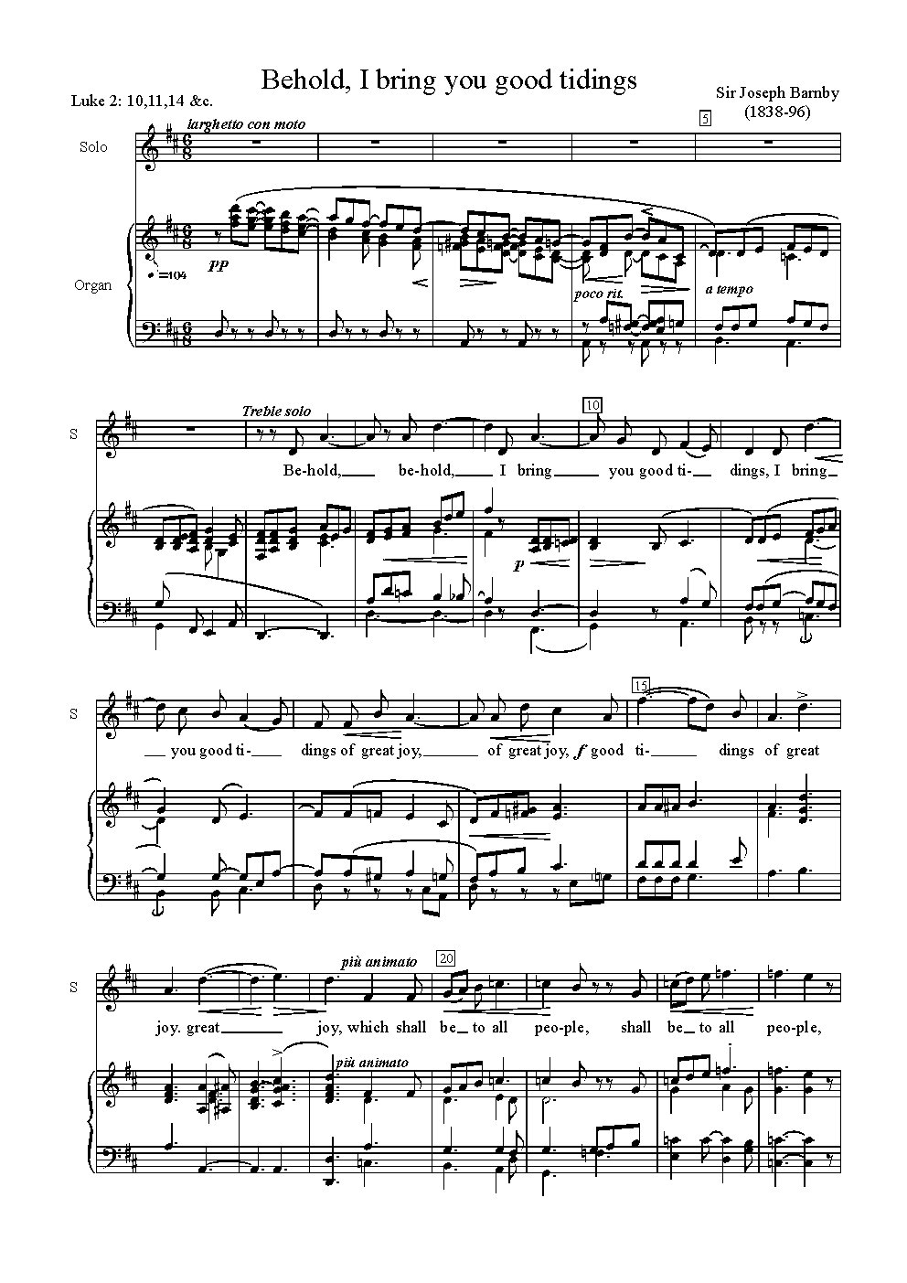 Behold, I bring you good tidings - Choir Script PDF Thumbnail