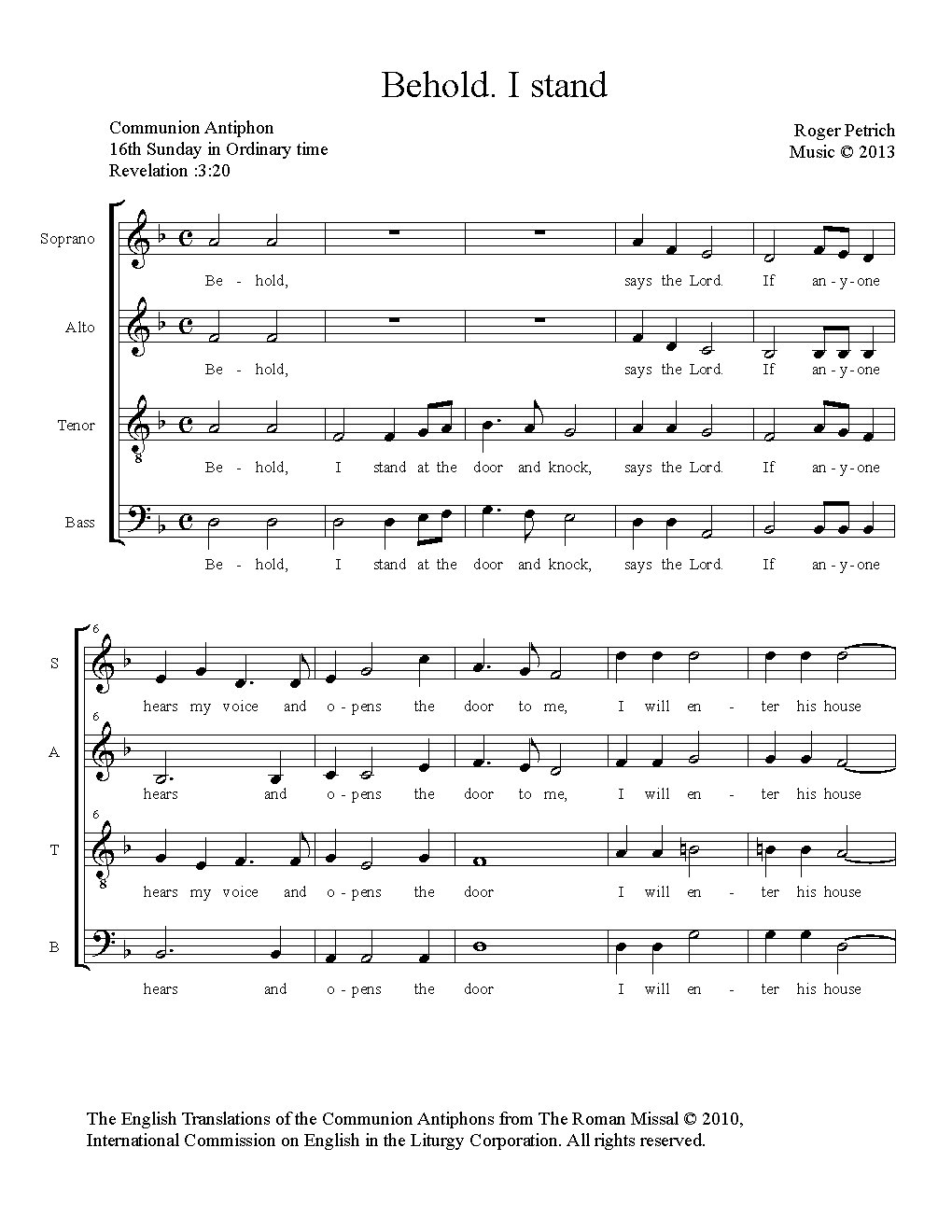 Behold, I stand at the door - Choir Script PDF Thumbnail