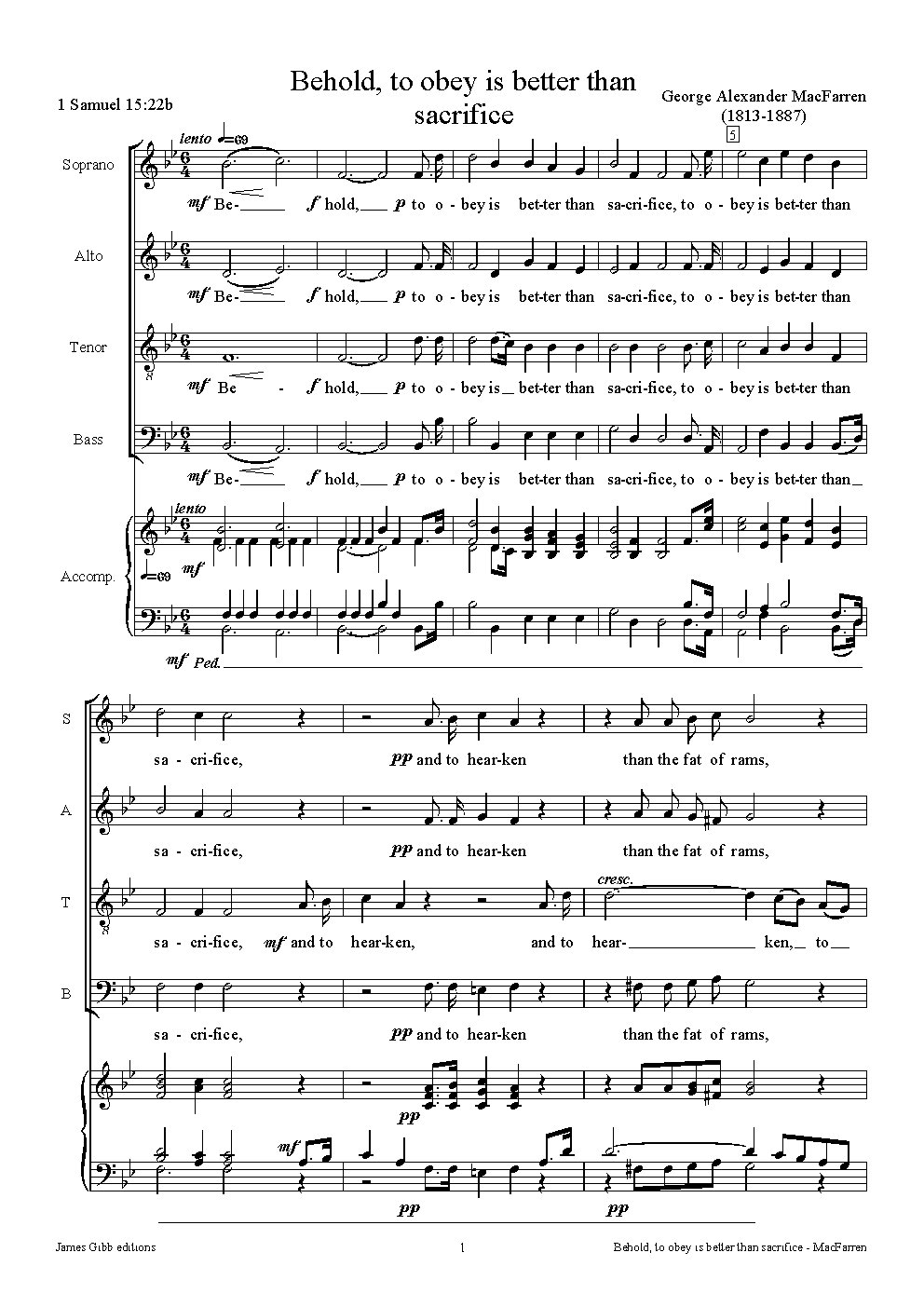 To obey is better than sacrifice - Choir Script PDF Thumbnail