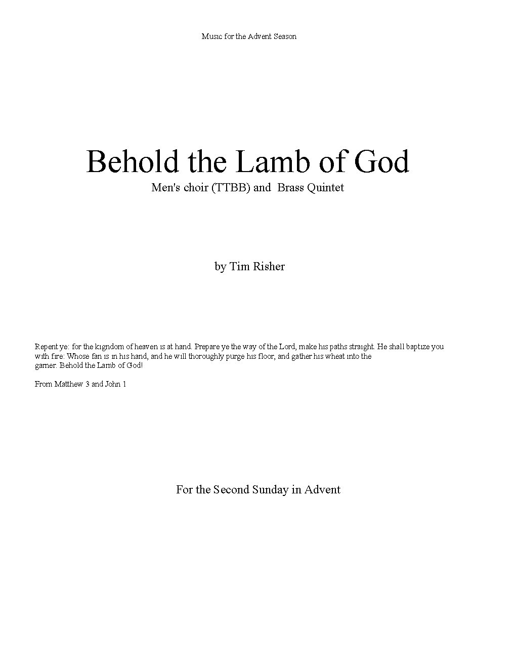 Behold the Lamb of God