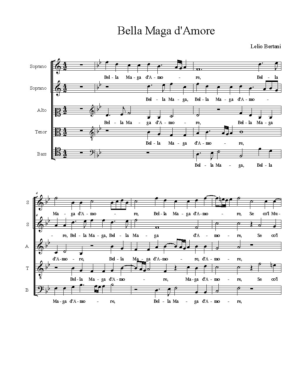 Bella Maga d'Amore - Choir Script PDF Thumbnail
