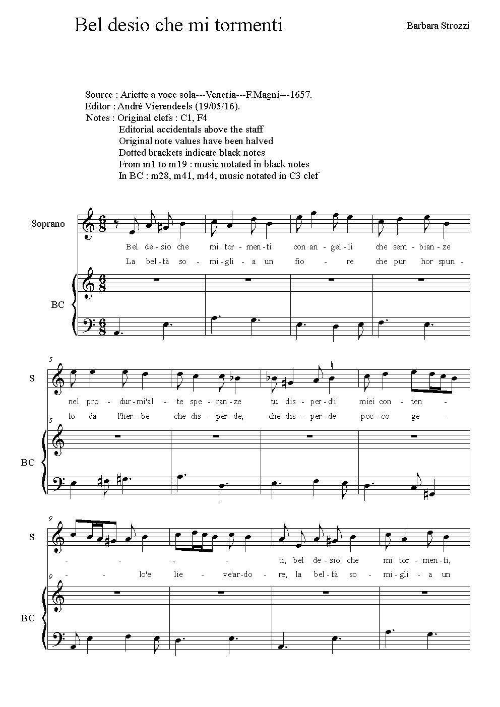 Bel desio che mi tormenti - Choir Script PDF Thumbnail