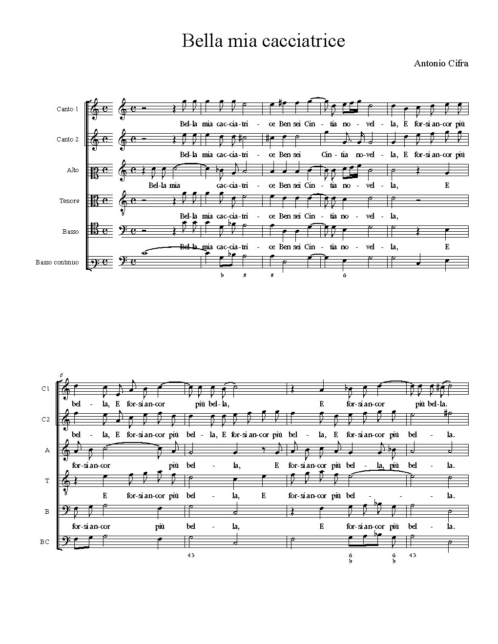 Bella mia cacciatrice - Choir Script PDF Thumbnail