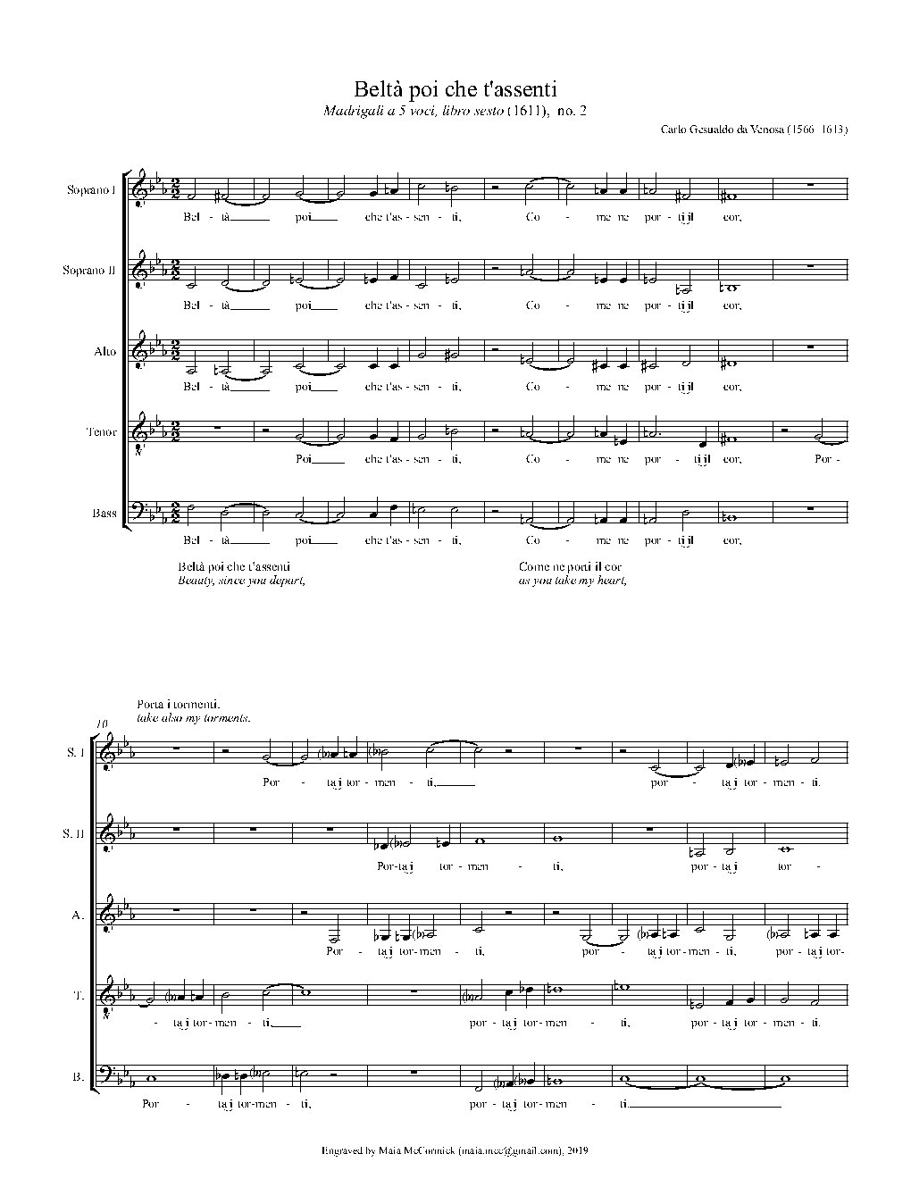 Beltà poi che t'assenti - Choir Script PDF Thumbnail