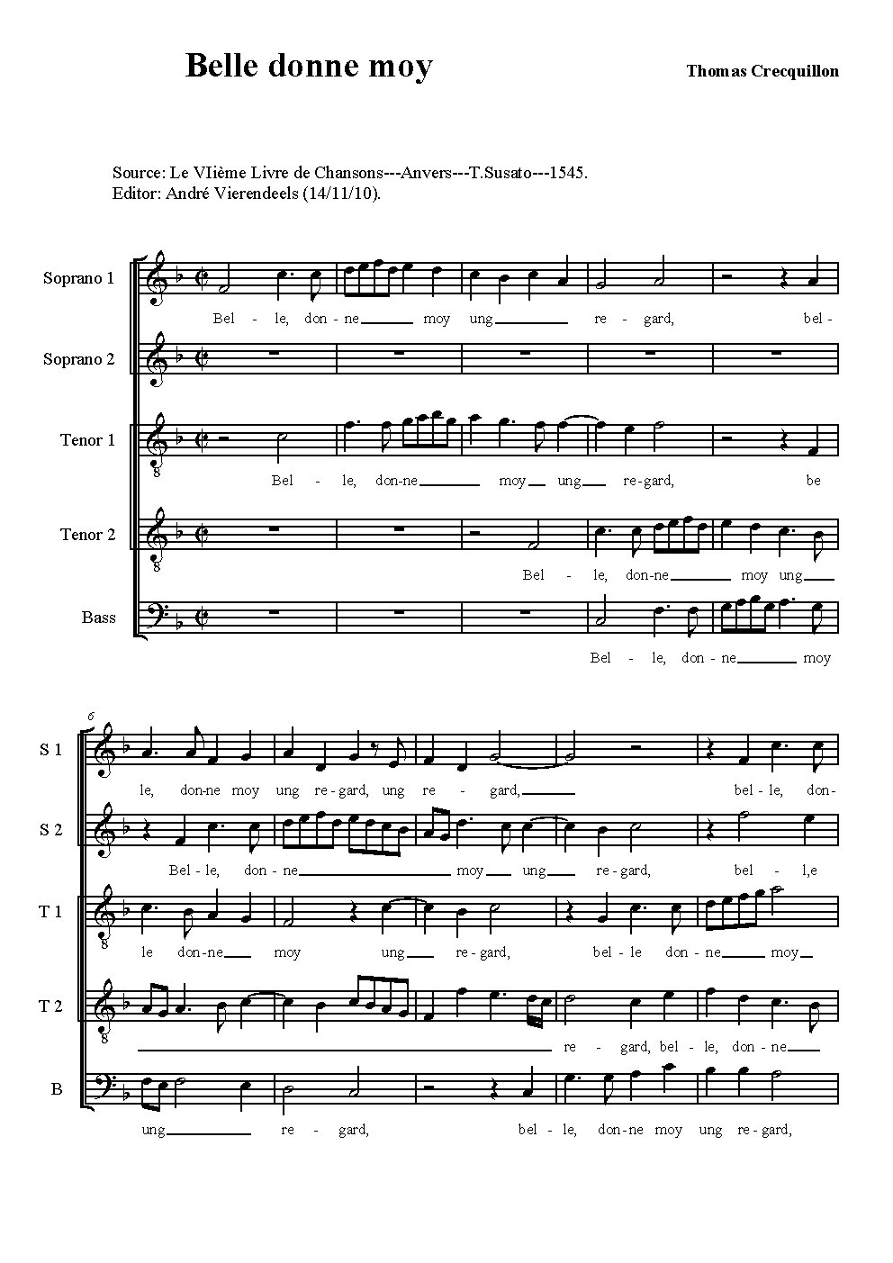 Belle, donne-moy - Choir Script PDF Thumbnail
