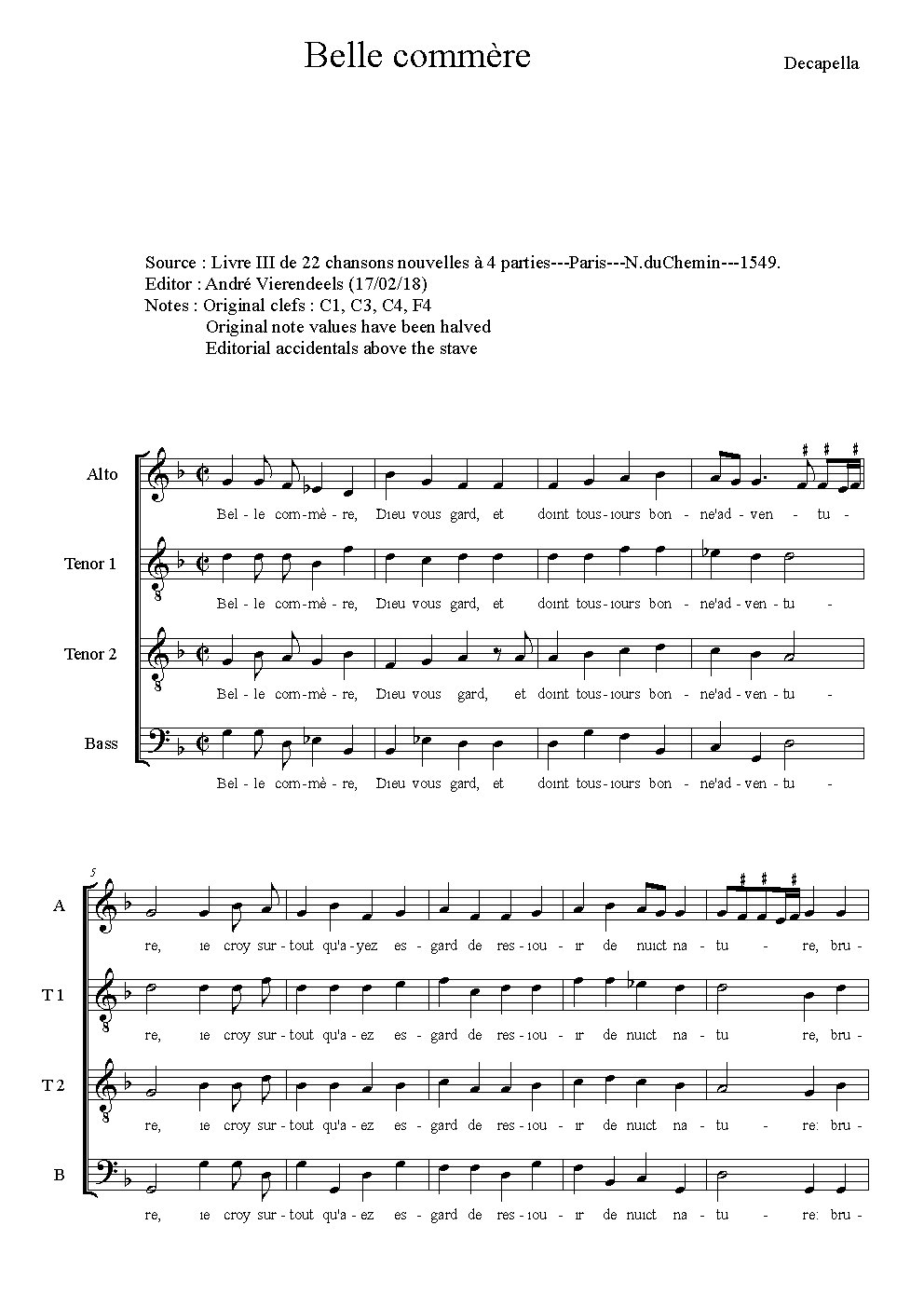 Belle commère - Choir Script PDF Thumbnail