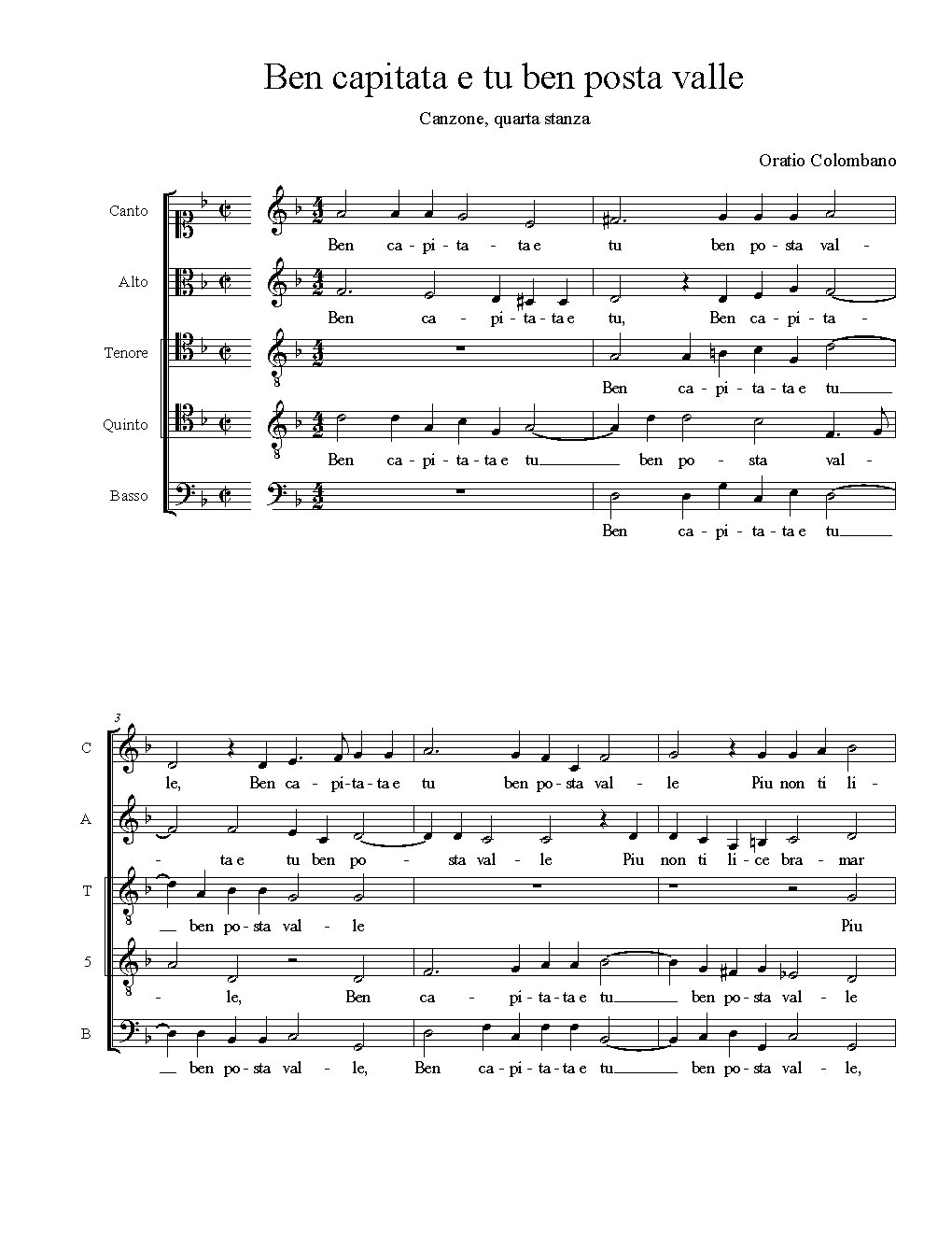 Ben capitata e tu ben posta valle