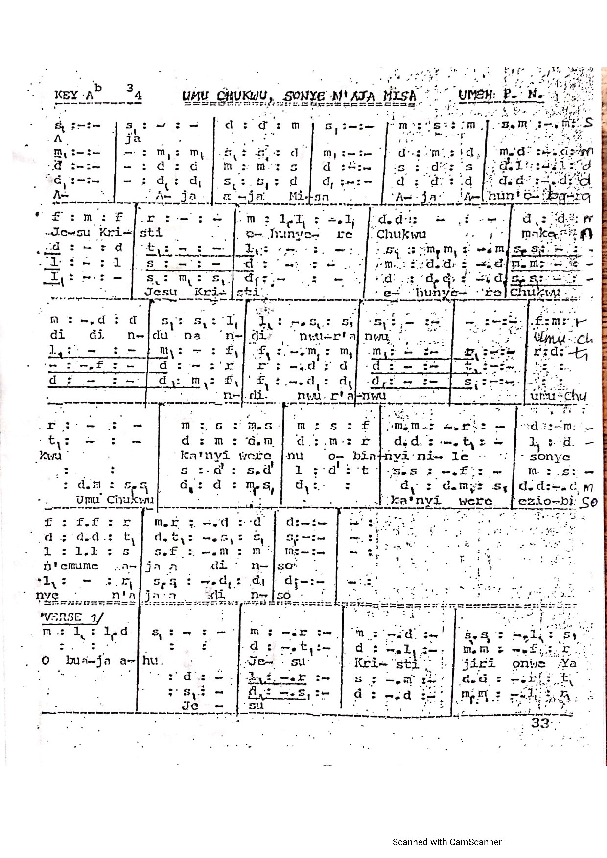 Umu Chukwu Sonye N Aja Misa ~ Umeh P. N - Download Choir Script PDF