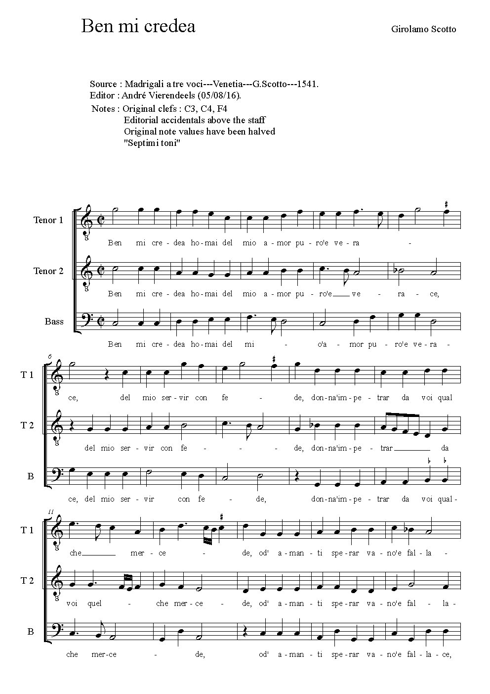 Ben mi credea - Choir Script PDF Thumbnail