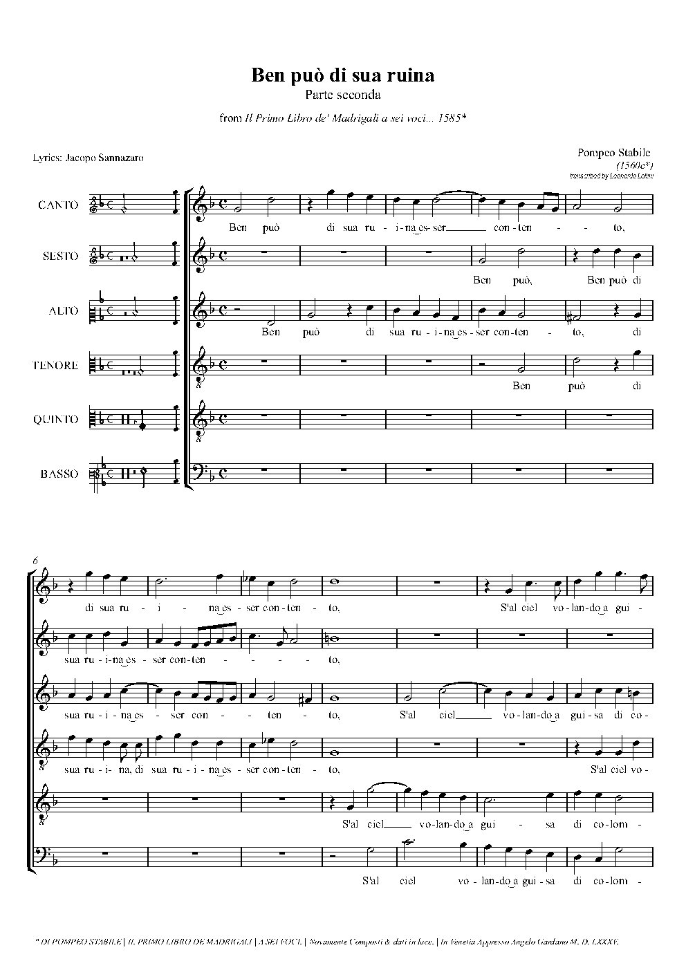 Ben può di sua ruina - Choir Script PDF Thumbnail