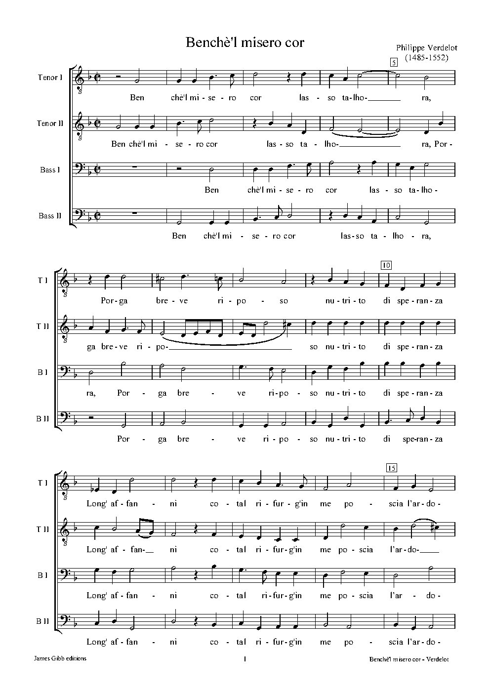 Benchè'l misero cor - Choir Script PDF Thumbnail