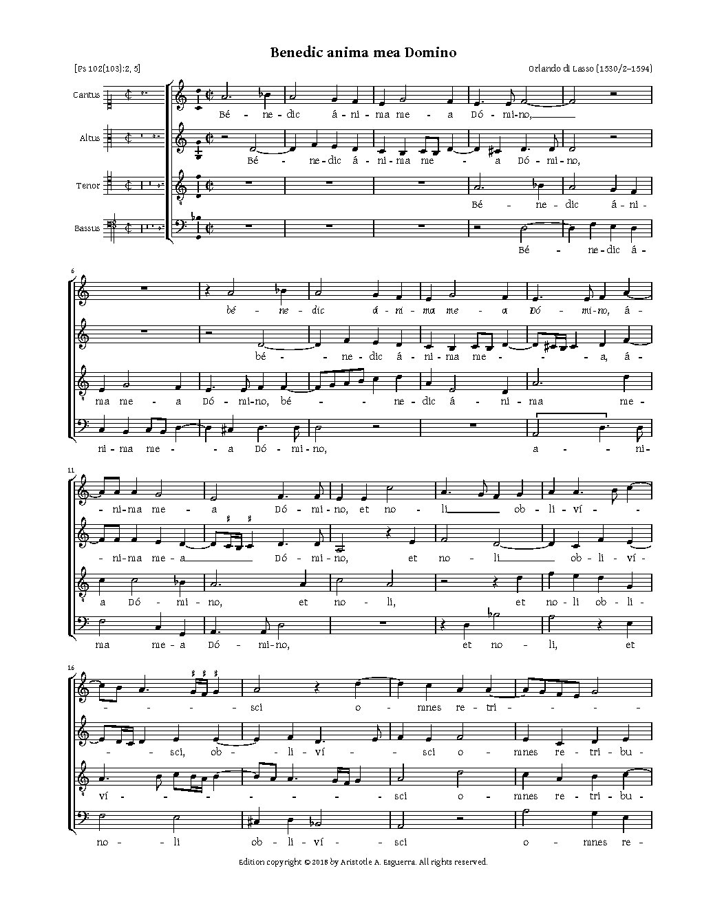 Benedic, anima mea, Domino - Choir Script PDF Thumbnail