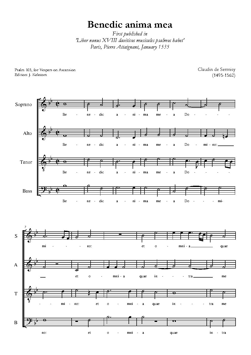 Benedic anima mea - Choir Script PDF Thumbnail