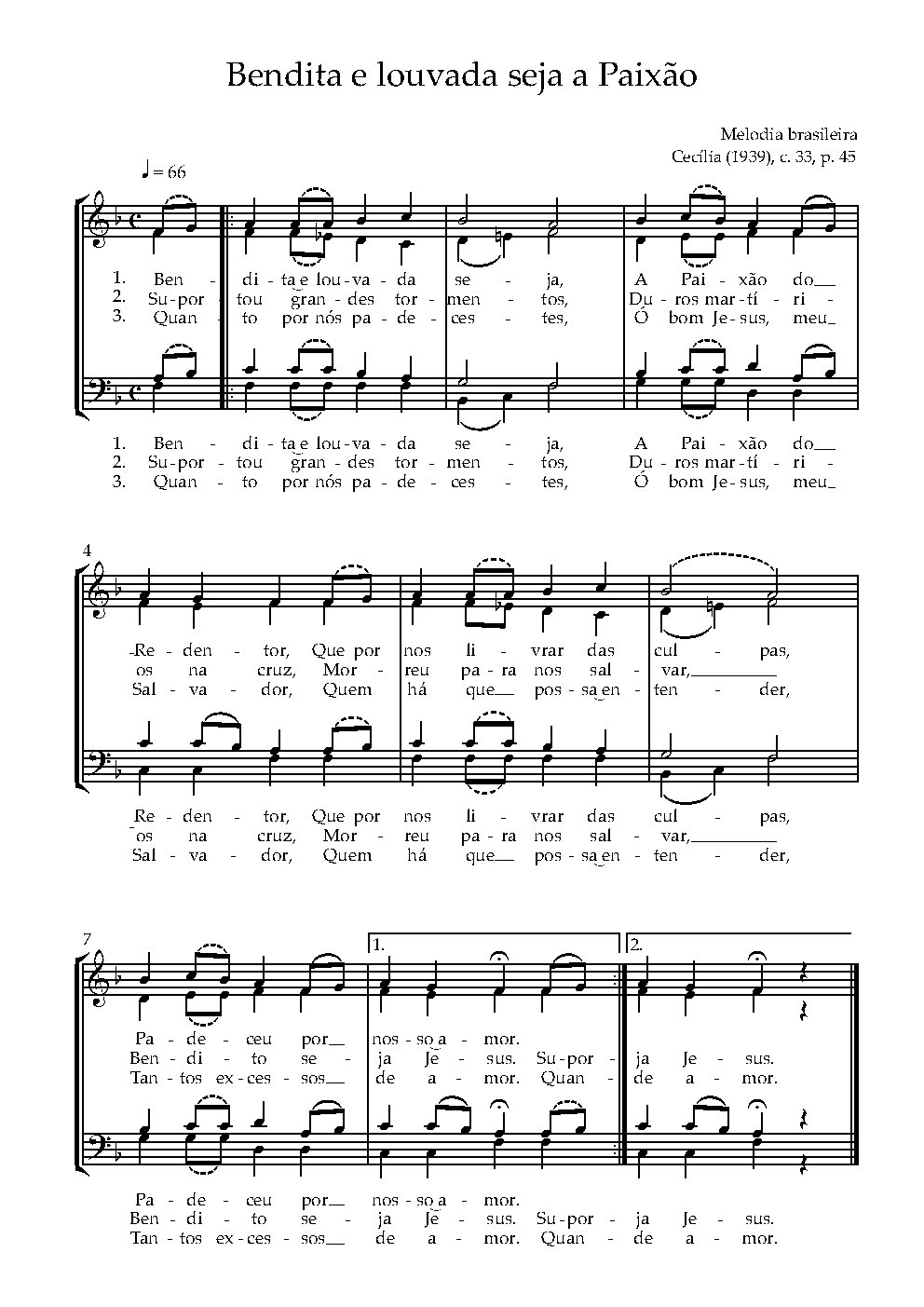 Bendita e louvada seja a Paixão - Choir Script PDF Thumbnail