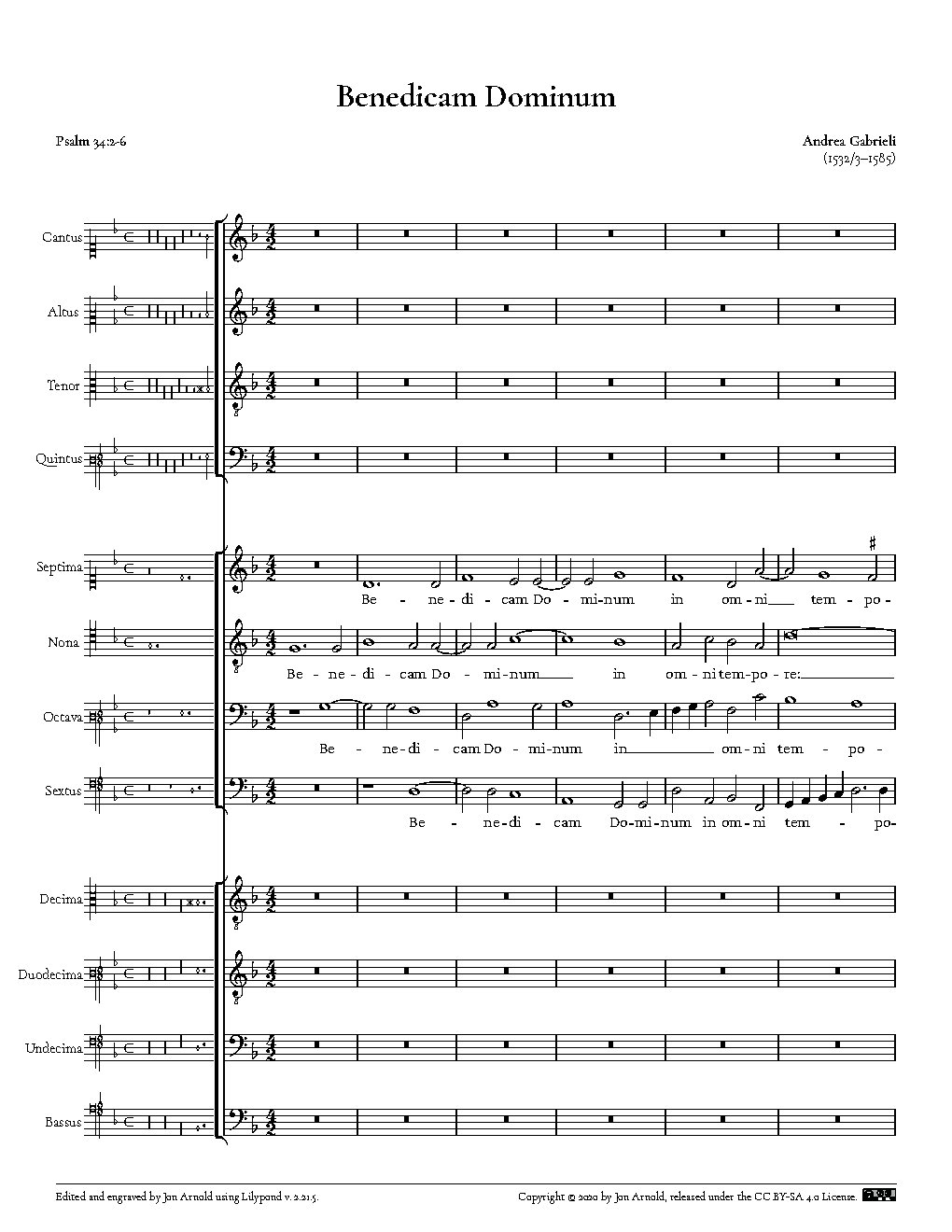 Benedicam Dominum a 12 - Choir Script PDF Thumbnail