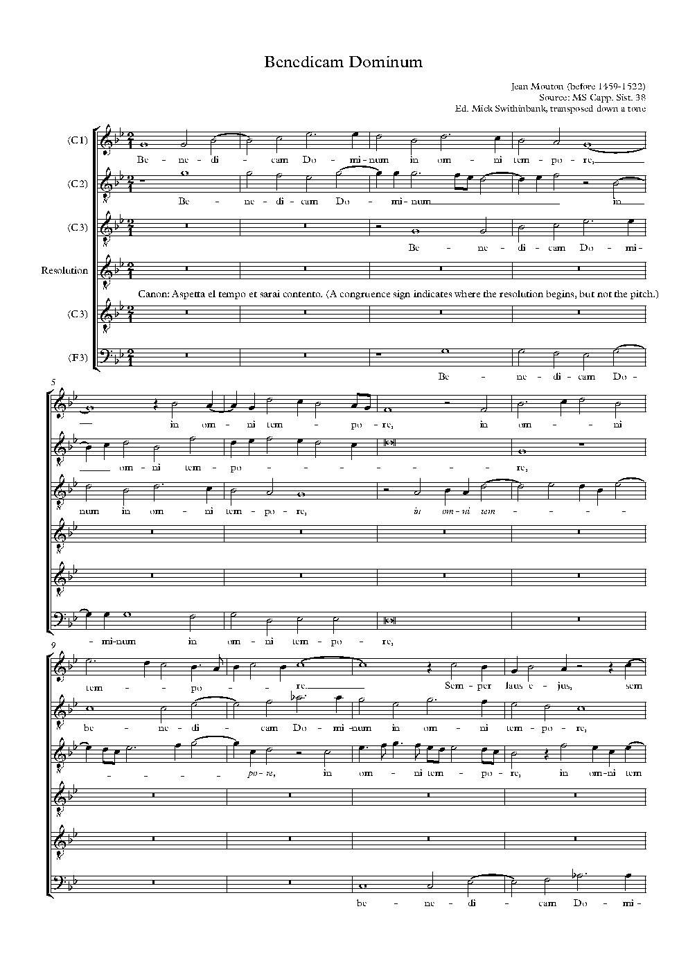 Benedicam Dominum in omni tempore - Choir Script PDF Thumbnail