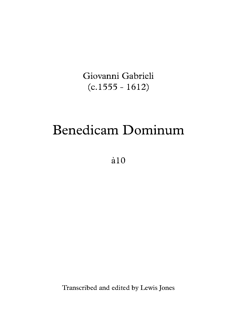 Benedicam Dominum a 10