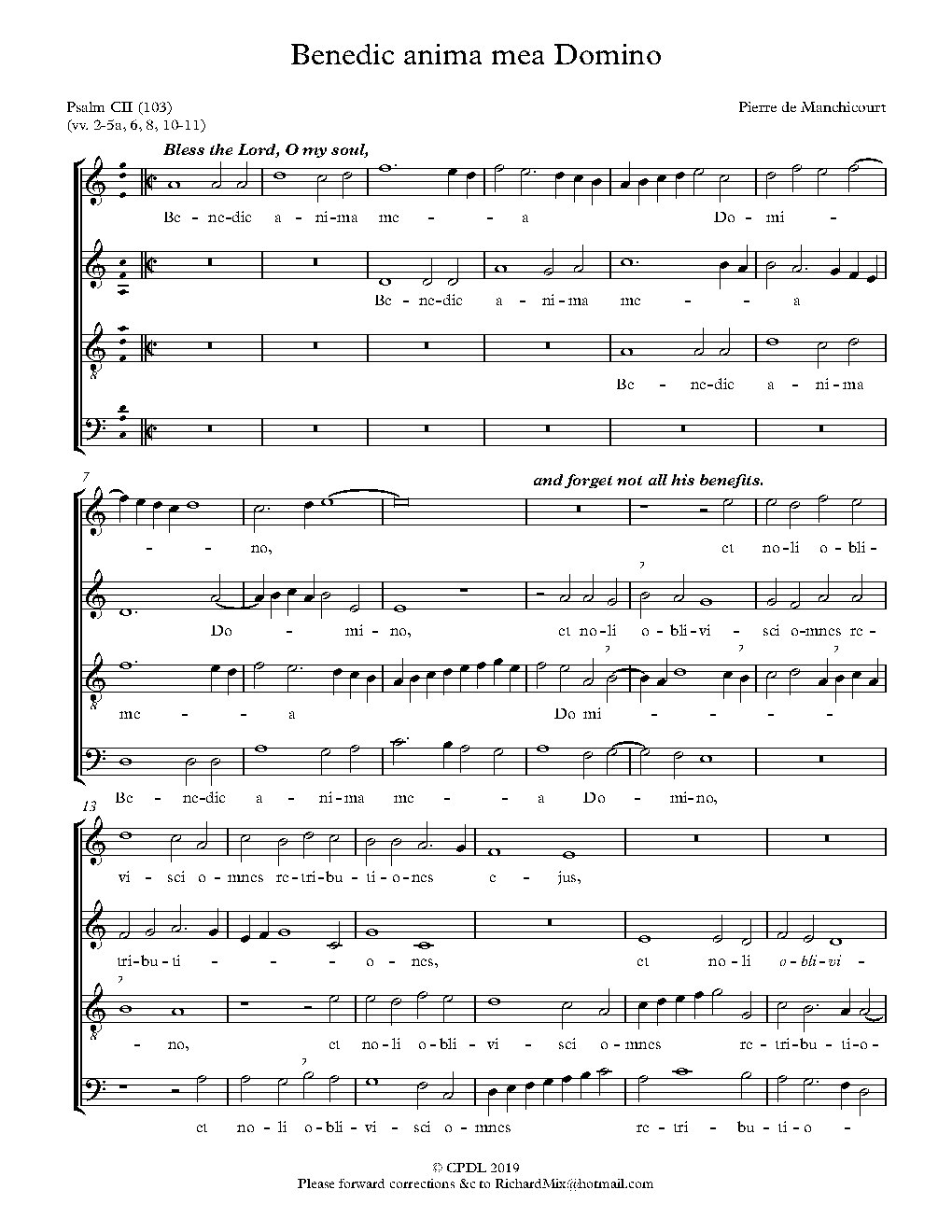 Benedic anima mea - Choir Script PDF Thumbnail