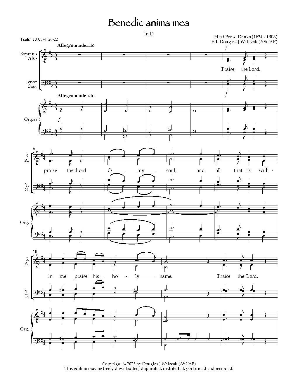 Benedic anima mea in D