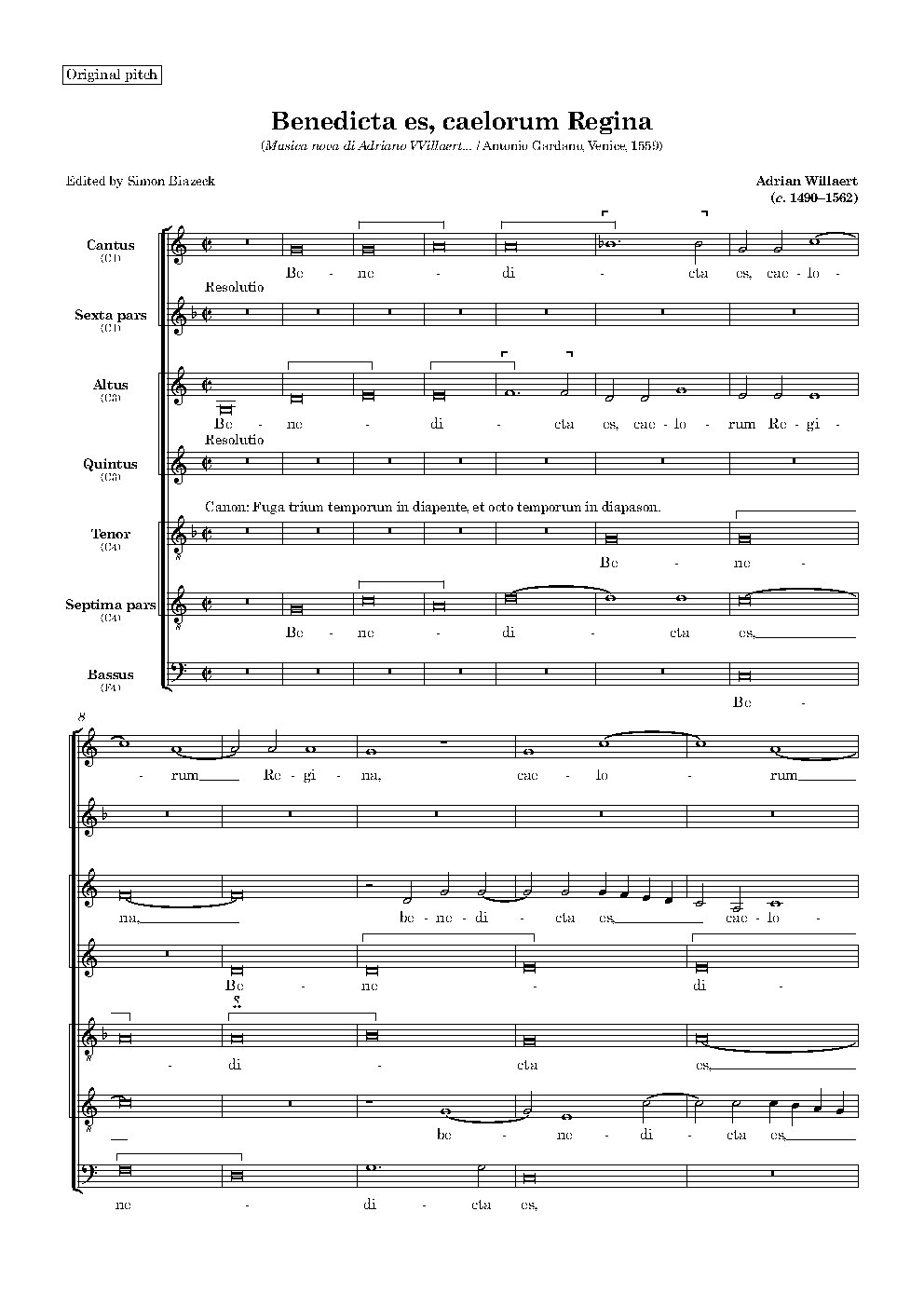 Benedicta es caelorum regina - Choir Script PDF Thumbnail